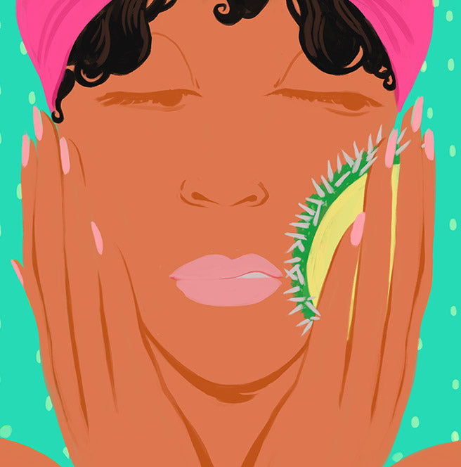 Illustration d'une femme se nettoyant le visage